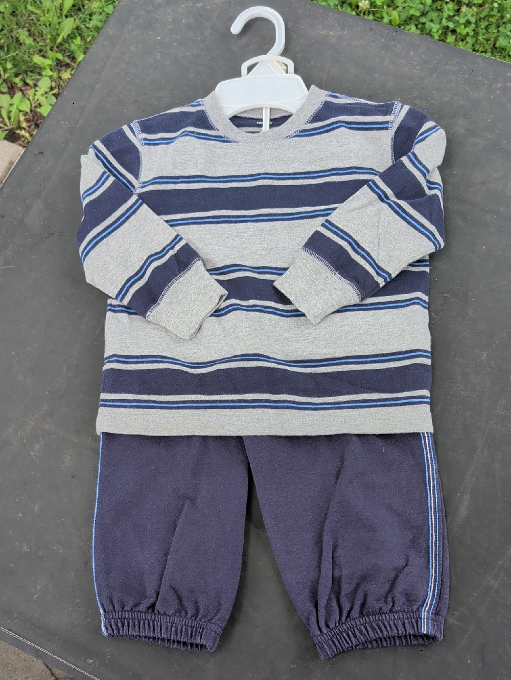 Carter's Striped Grey & Navy Two-Piece Toddler Set